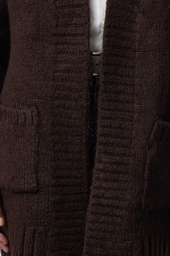 Женский Модный Стильный Кардиган Коричневый Свободного Кроя Мягкий Текстурированный Свободного Кроя Трикотажный Кардиган