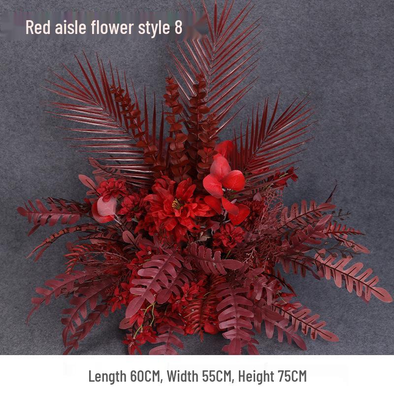 Свадебное цветочное оформление 2025: Сцена банкетного приема по случаю помолвки, Цветочные ряды для дороги/сцены, Цветы для арки, Искусственная имитация фона, Флористическое искусство.