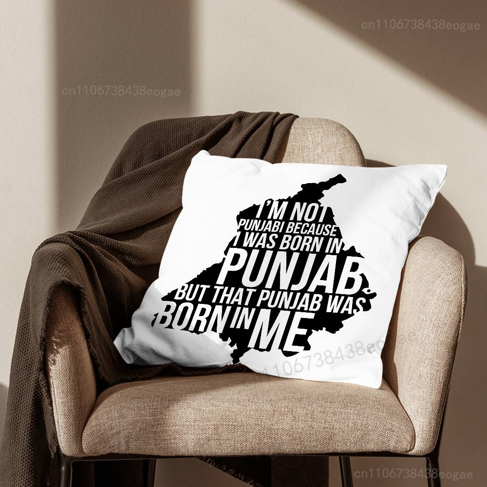 Map Art Punjab Throw Pillow Case For 45x45cm,55x55cm,30x30cm For Home Bedroom Decoration And Protector
