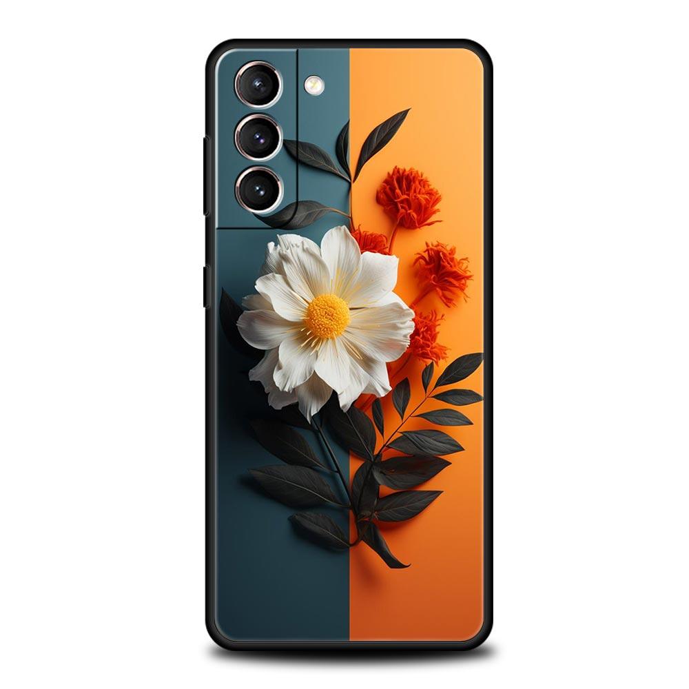 Sunflower Phone Case For Samsung Galaxy S26 Ultra S25 Plus S24 FE S23 S22 5G S21 S20 Cover Black Soft