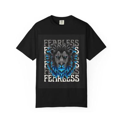Fearless Lion T Shirt Motivational for Animal Vintage Washed Homme Slightly Top For Everyday Wear Comfortable Unisex Graphic