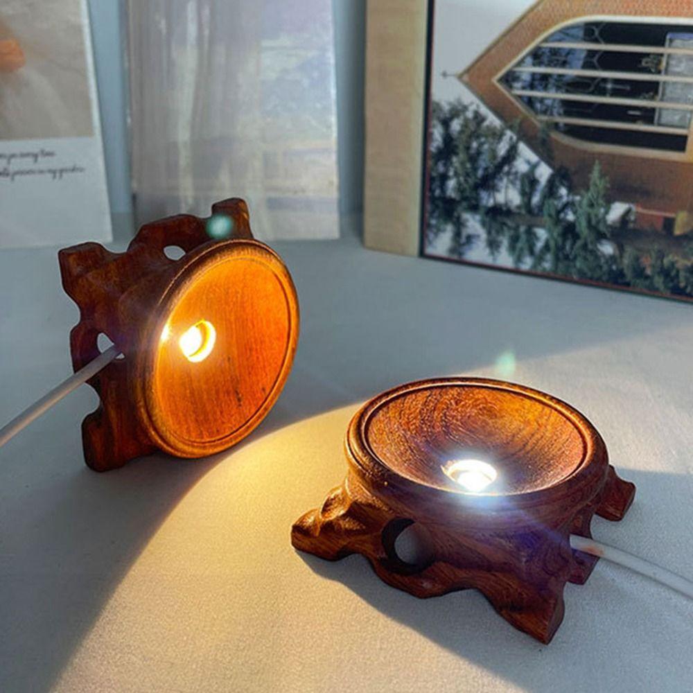 Wood LED USB Home Decoration Crystal Ball Base Crystal Ball Holder Crystal Sphere Base
