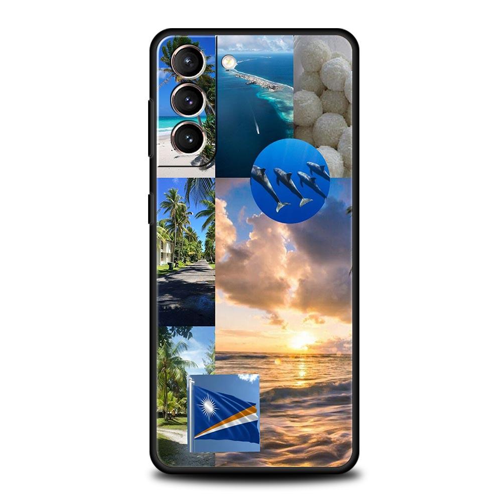 Мягкий чехол для телефона с флагом Маршалловых островов для Samsung Galaxy S25 Edge S24 Plus S23 FE S22 S21 S20 Ultra 5G S10 Черный Защитная крышка