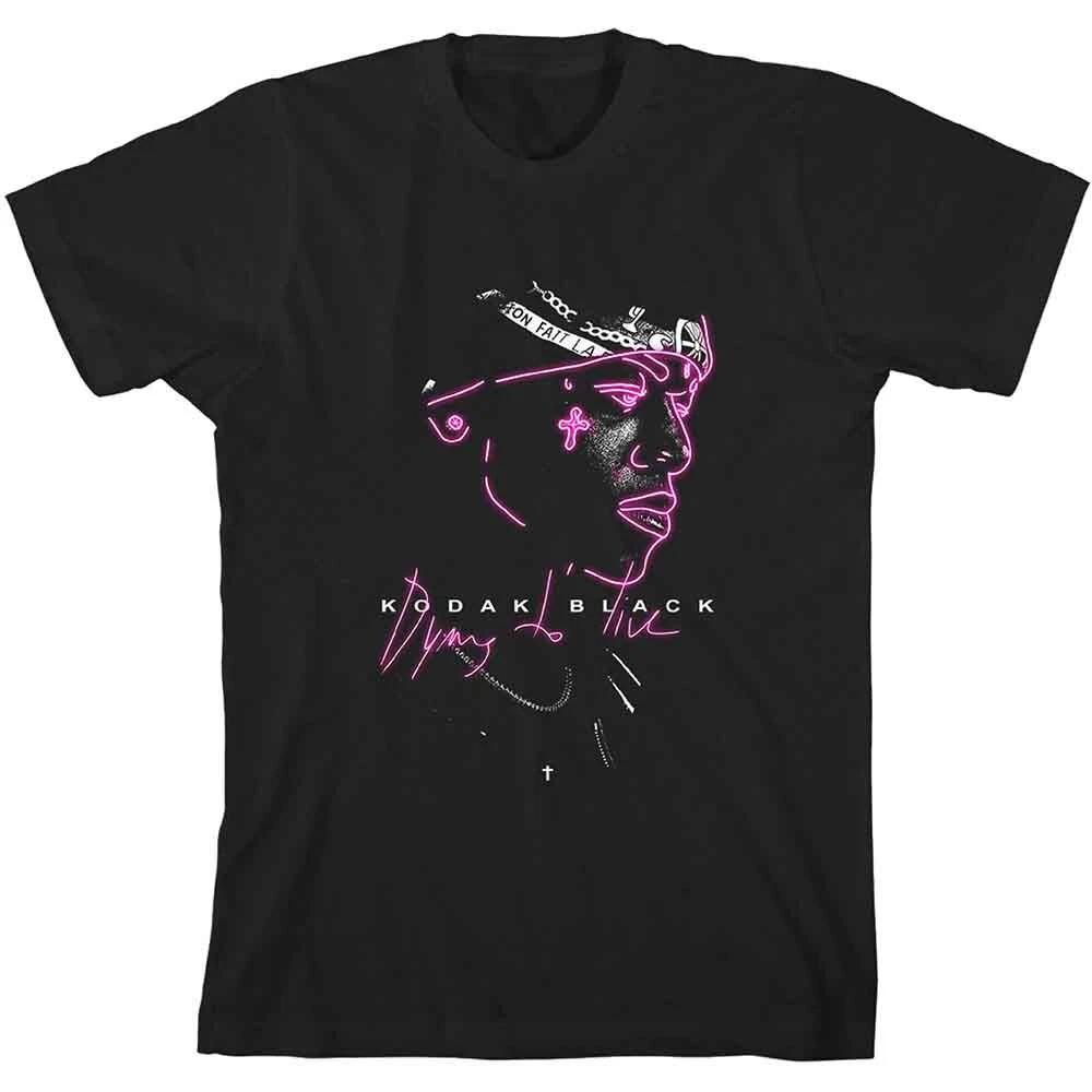 Kodak Black Neon Outline T-Shirt Black New