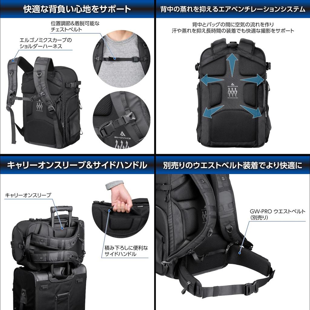 Рюкзак Hakuba Camera Bag Tank Face Gate 17 AZ, черный AMZSGWATKFGBP17 Доступ с 4 сторон Полностью открытое переднее отверстие для обзора 4977187005172