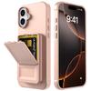 Для iPhone 16 Чехол с покрытием «кожа на ощупь» Держатель для карт ТПУ+ПК Чехол для телефона с зеркалом-подставкой