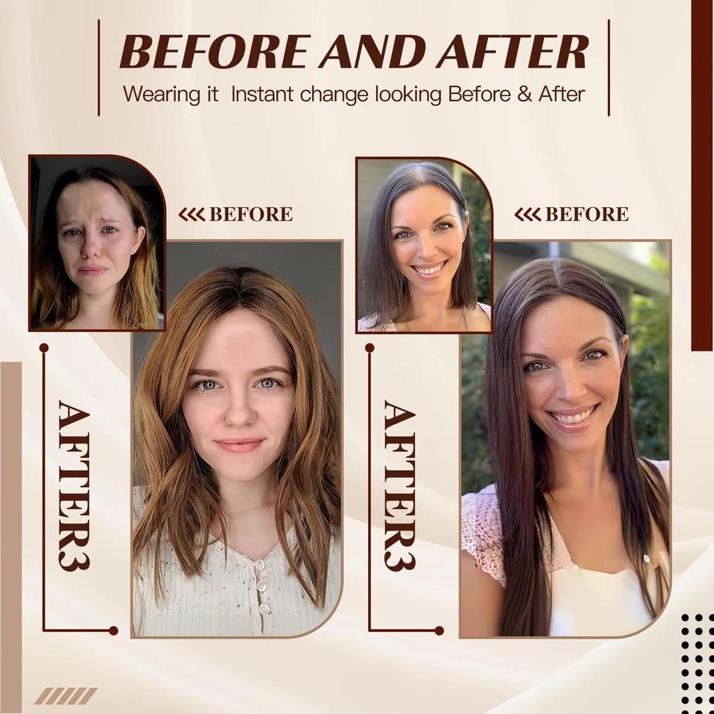 HAIRCUBE Blonde Ombre Human Hair Toppers with Bangs 3Clip Hairpieces Fringe for Women Hair Loss 14 Inch Swiss Lace Invisible Hair Toppers