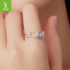 Sparkling Zircon Autumn Leaf Open Ring Women'S Romantic Autumn Leaf S925 Sterling Silver Ring Jewelry