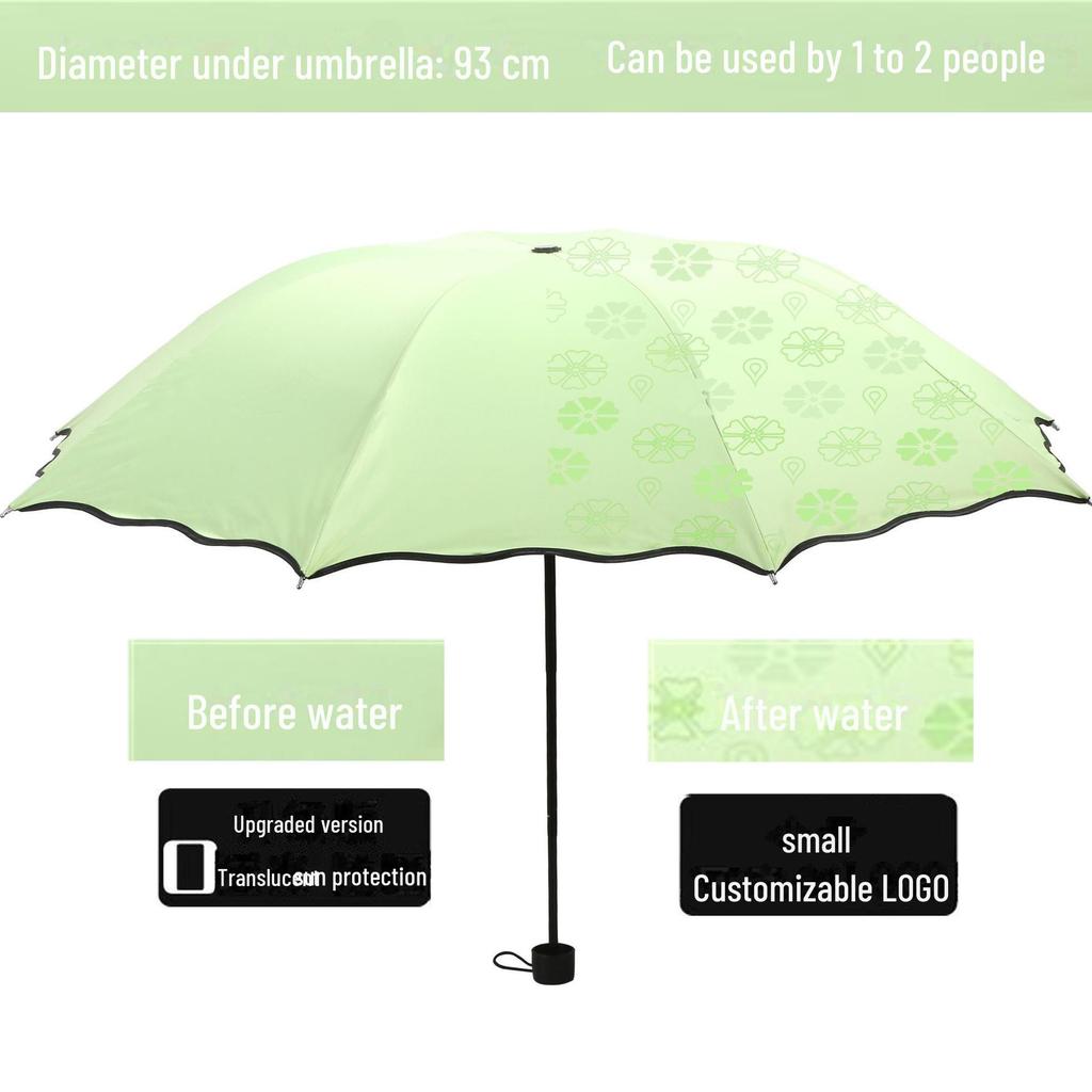 UV Protective Black Folding Sun Umbrella - Anti-Ultraviolet Women's Sunshade with Custom Logo
