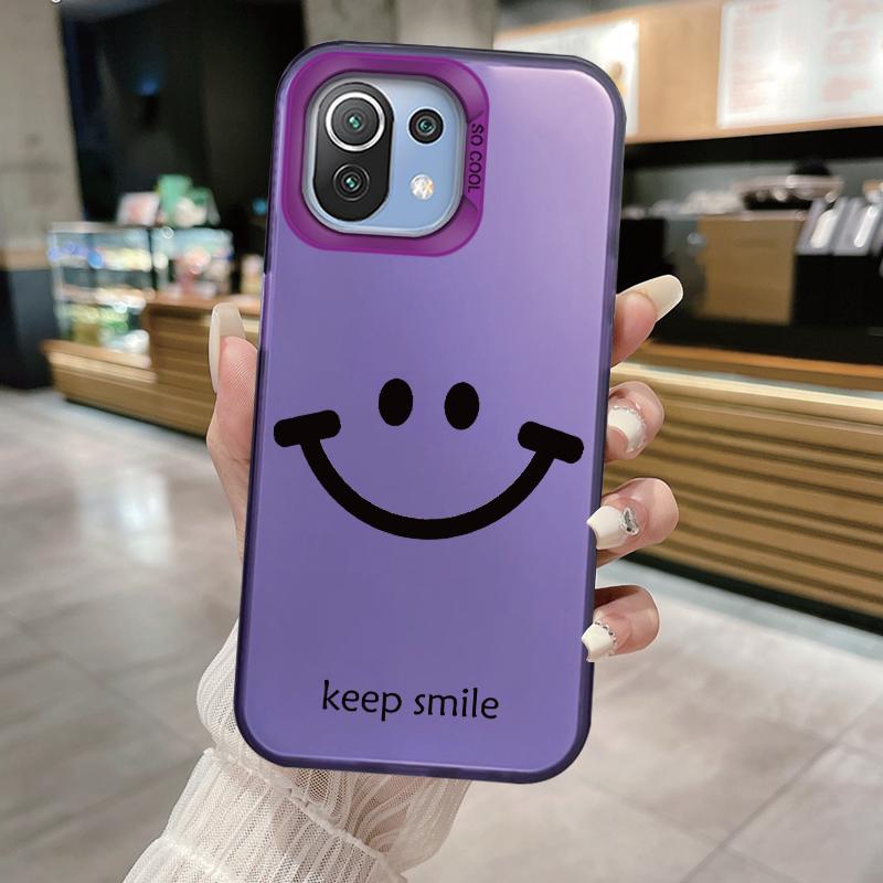 Чехол с улыбающимся лицом для Xiaomi Mi 11 Lite 5G NE 13T PRO 14T Redmi A5 A1 A2 9A Poco C71 Ударопрочный Жесткий Задний Чехол Линейный Рисунок