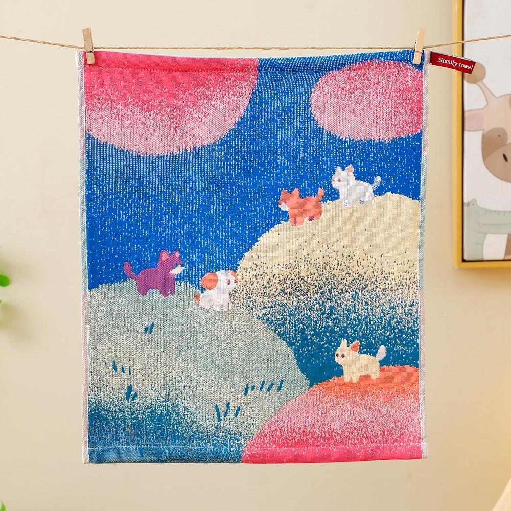 Cartoon Handkerchief Towel 34x40cm Pure Cotton Dish Cloth Cute Kitchen Towel Home Restaurant