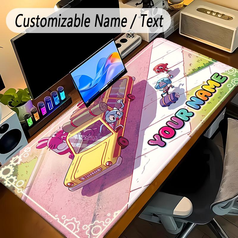 Large Mouse PadAmazing World of Gumball Custom Name Text Personalized Desk Mat Non Slip Gaming Pad
