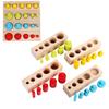 Montessori Education Cylinder Set of Colorful Wooden Sensory Fingertip Toy for Children To Enhance Thinking Ages and Girls and Birthday and Christmas