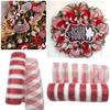 Red & White Net Yarn Christmas Wreath Tree Stripes Candy Cane Decoration Mesh Roll Christmas Ribbon