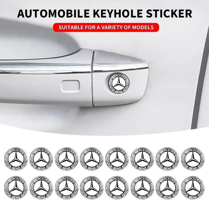 BLZ3 Car Door Keyhole Sticker Auto Lock Decoration Protection Decal for Mercedes Benz B/C/E/S Class A Class C200L GLC GLK New CLA GLA