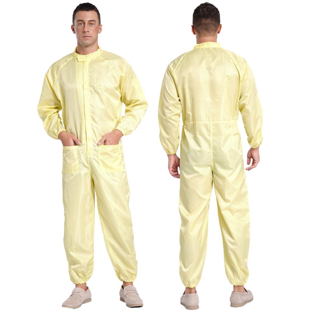 Stand Collar Front Zip Jumpsuit M-5XL - Mens Adults Anti-static Dustproof Full-body Coveralls for Workshop Worker