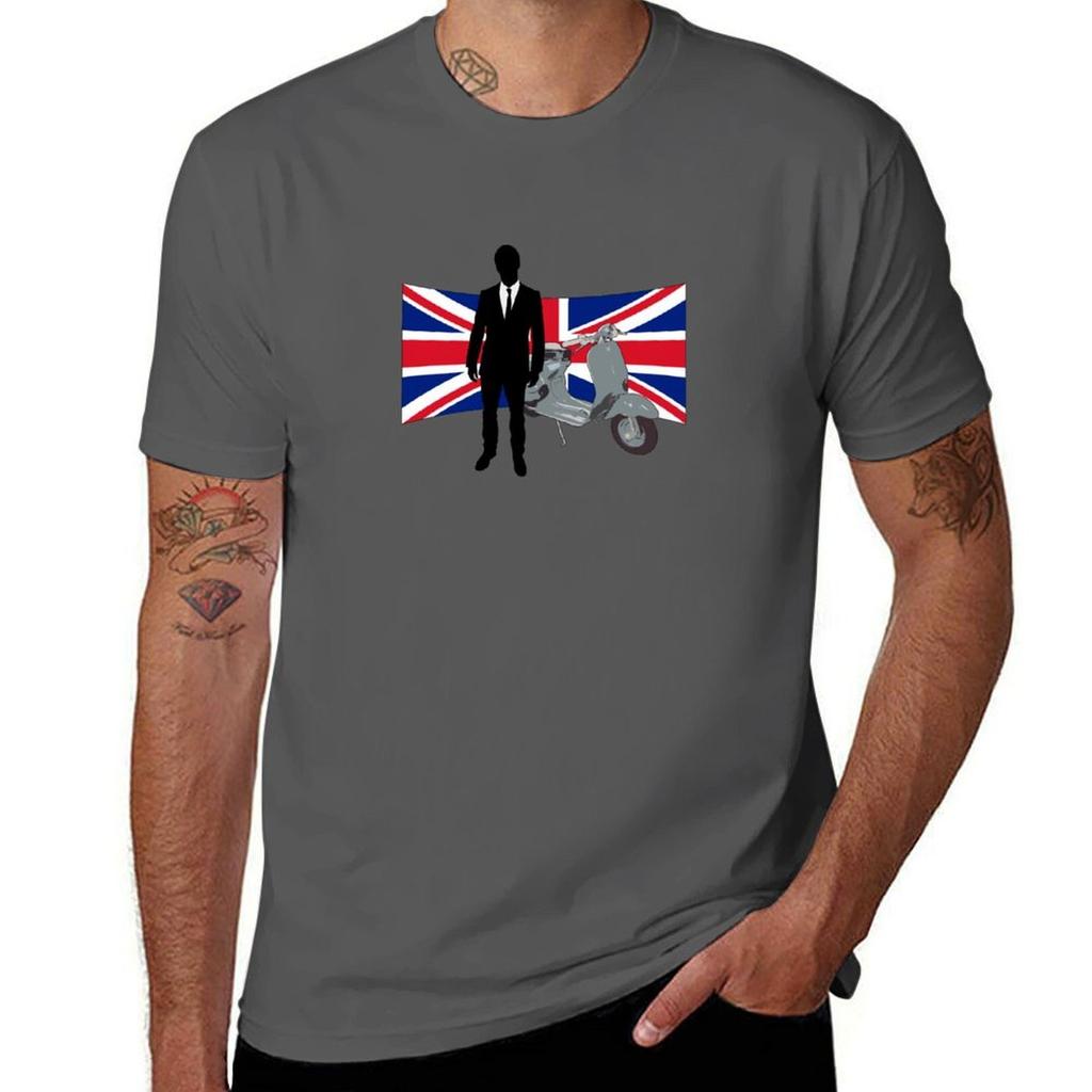 Scooter Mod Union Jack Tshirt Plus Size Lightweight Tee Shirt