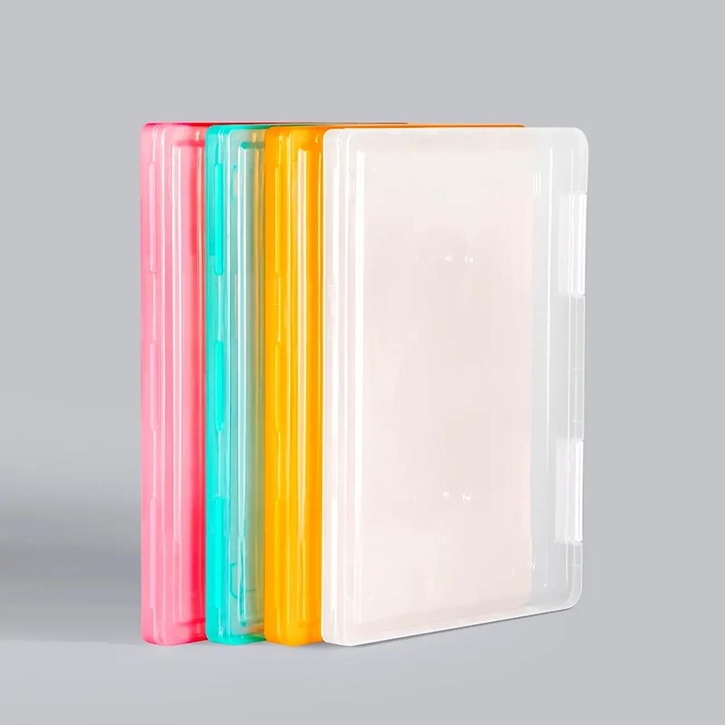 1pc Multi-layer Portable File Box, Portable Transparent File Box, A4 Plastic PP File Box , Waterproof Contract Storage Box