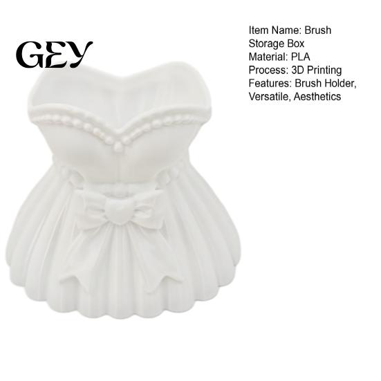 Cute Makeup Brush Cup Wedding Dress Vase, 3D Printed PLA Storage Romantic Home Decor Box, Decorative Cosmetic Container for Vanity And Office