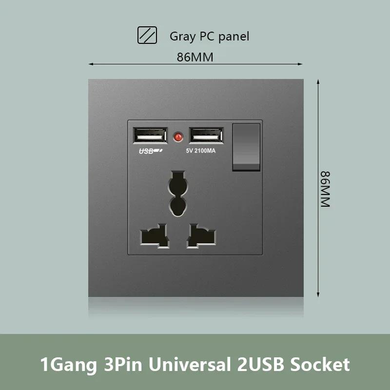 Универсальная двойная розетка с быстрой зарядкой Type-C мощностью 18 Вт, настенный электрический светильник с выключателем на 2 направления, Великобритания, 13 А, двойная розетка USB