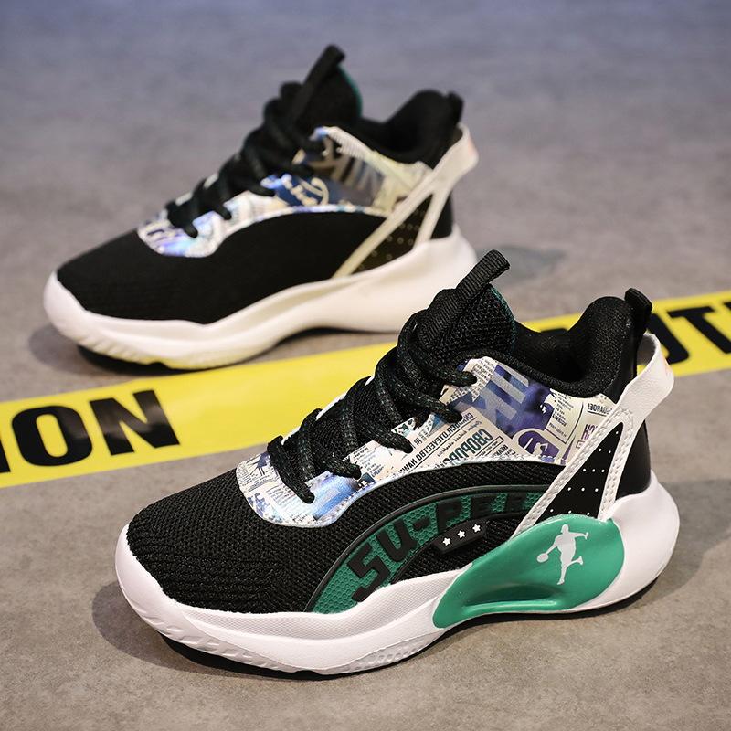 Баскетбольные кроссовки 2025 новые детские повседневные спортивные кроссовки для мальчиков среднего и старшего возраста и мальчиков сетчатые дышащие нескользящие кроссовки для бега