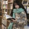 Женский объемный мохеровый шарф-коса - Однотонный, Шаль и грелка для шеи на осень/зиму 2024