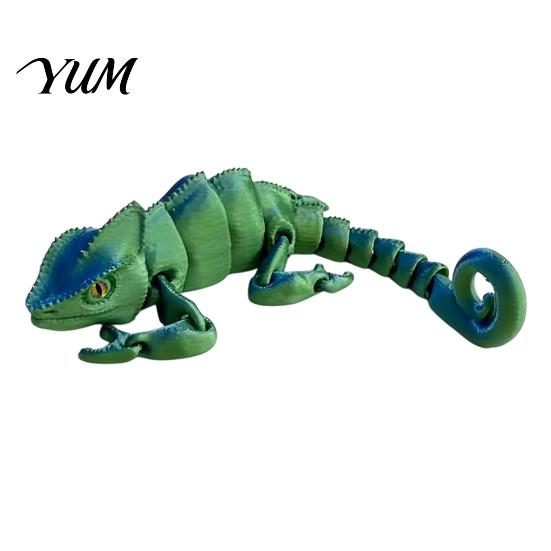 Lifelike Chameleon Toy 3D Printed Figurine, Realistic Articulated Lizard Toy, Animal Movable Jointed Model with Moveable Joints for Desk Decoration