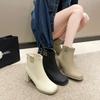 Женские полусапожки осень 2025 новые белые туфли на высоком каблуке женские ботинки Мартин маленькие осенне-зимние тонкие ботинки толстый каблук