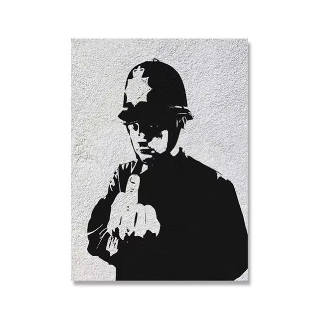 Graffiti Artwork Canvas Painting Prints Wall Art Pictures Girl with Red Balloon Black White Posters Nordic Home Decor