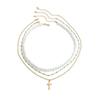 SHIXIN 3Pcs/Set Punk Imitation Pearl Chain Jesus Cross Pendant Necklace for Women Hip Hop Layered Chain New Fashion Jewelry 2026