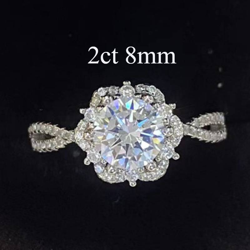 Sace Gems Кольцо с муассанитом 1-2 карата, сертифицированное GRA D Color, серебро 925 пробы, покрытое белым золотом 18 карат, для женщин, ювелирные украшения