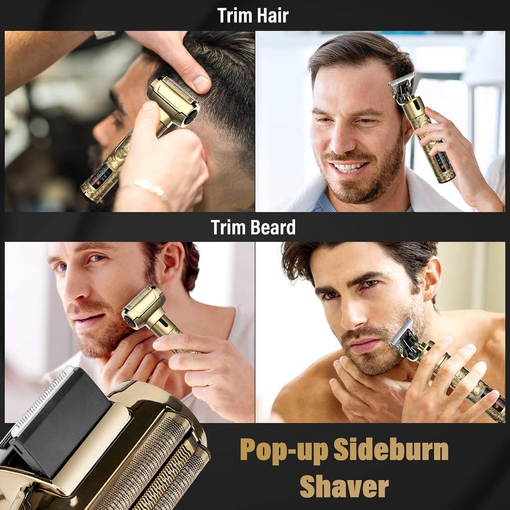 Hair Clippers & Electric Shaver Razor for Men, Triple Blades Beard Trimmer Precision Trimmer Set