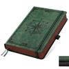 AHGXG A5 Bullet Waterproof Leather Hardcover with Compass 320 100GSM 5mm Dot A5 Size X Perfect for Personal or As a Green Journal, Design, Pages,