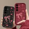 Для Samsung S25 Ultra S24 FE S23 S22 A56 A36 A55 A16 A15 A35 чехол для телефона с бантом и цветочным принтом TPU матовый противоударный мягкий силиконовый защитный чехол для объектива