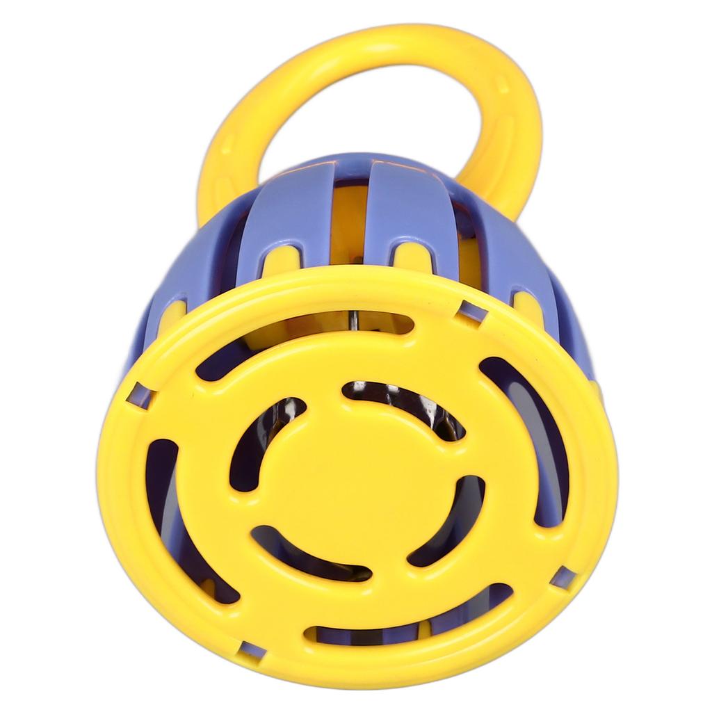 Handled Cage Bell Babies Rattle Orff Plastic Kids Music Percussion Instrument Toy W213 Yellow and Purple
