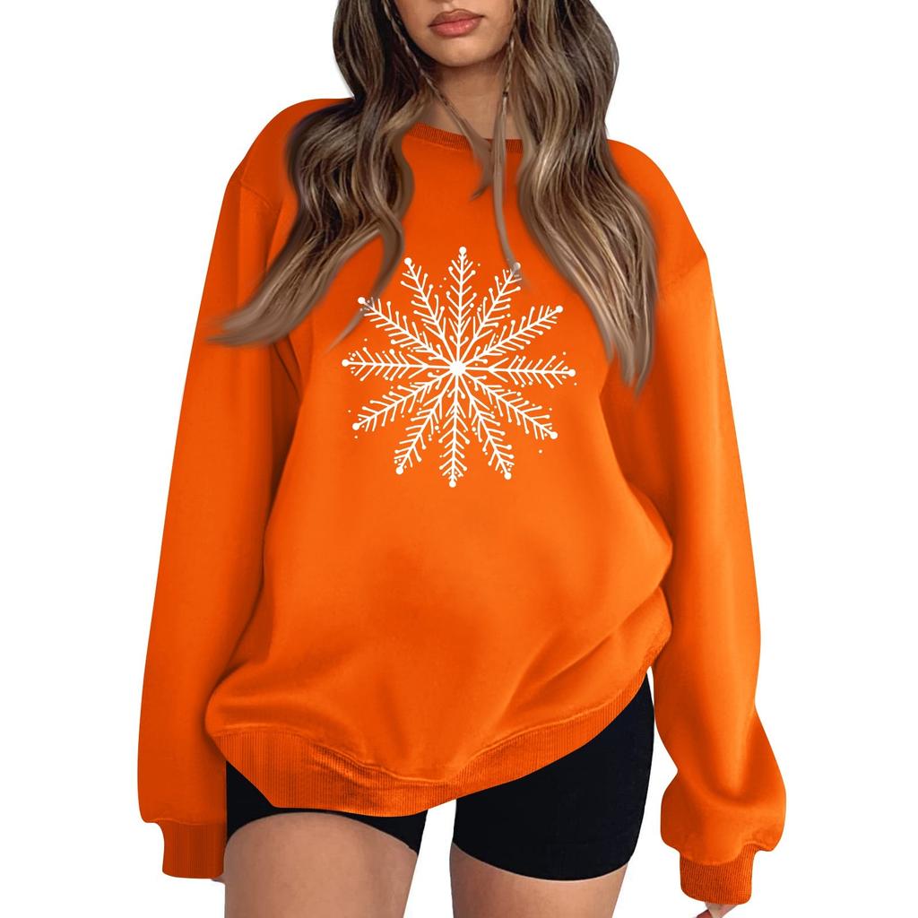 Women's Casual Fashion Christmas Print Long Sleeve O-Neck Sweatshirts Pullover Top