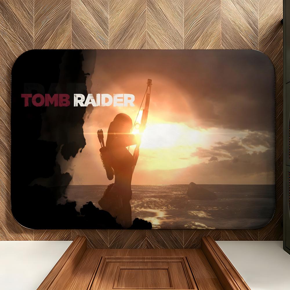 Game T-Tomb R-Raider Floor Mat Soft Flannel Floor Mat Suitable for Entryways, Living Rooms, Bedrooms, and Bathrooms