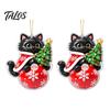 Home Christmas Decor 2 Pcs Ornament, Crystal Snowman Cat Santa Pattern Hanging Decoration, Xmas Decoration Gifts Double Sided 2D Acrylic Pendant