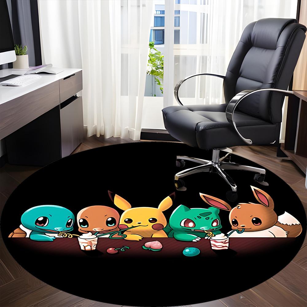 1 шт. Круглый ковер Pokémon Friends для офиса, под офисные стулья, спальни, гостиной, домашний декор a1022239