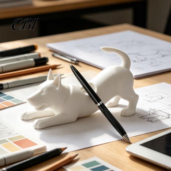Kawaii Puppy Figurine Pen Rack Cute Dog Holder, 3D Printed Pencil Stand, Small Practical Aesthetic Desktop Decorations Stretching Desk Organizer
