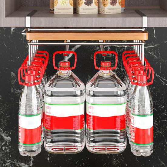 Yousheng Навесная полка под шкаф для хранения с 10 крючками, 2 держателями для полотенец и держателем для разделочной доски, установка без сверления, крючки для кружек и кухонной утвари