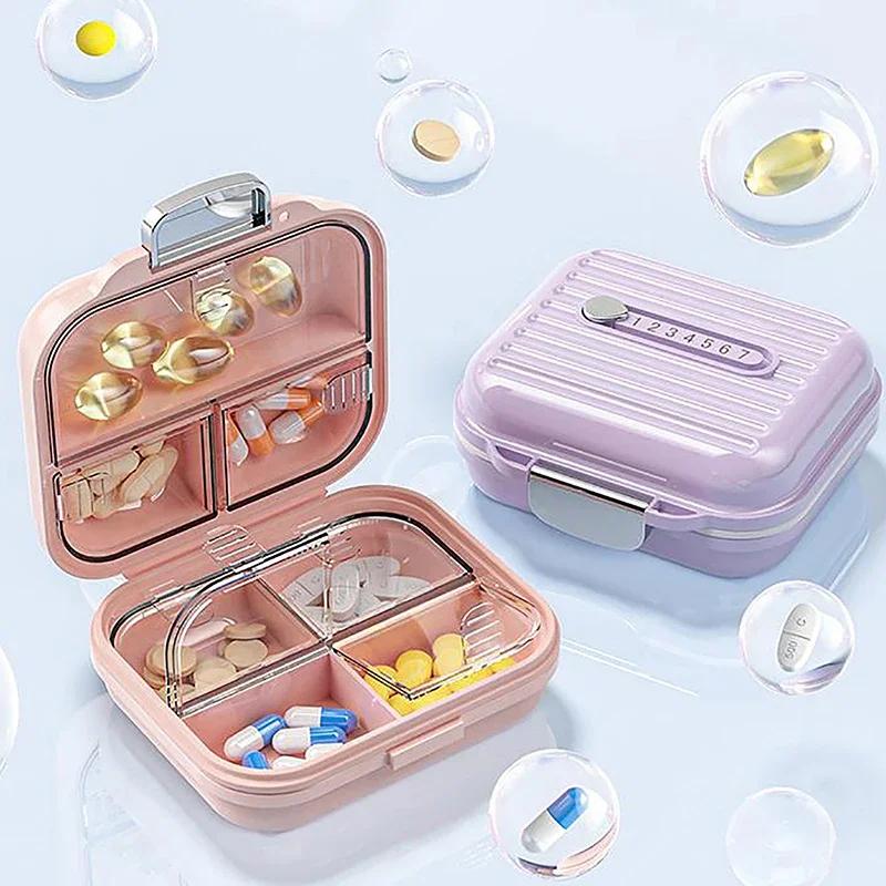 7 Grids Mini Portable Pill Box Weekly Medicine Vitamin Storage Organizer Travel Tablets Sealed Box Pills Case Container