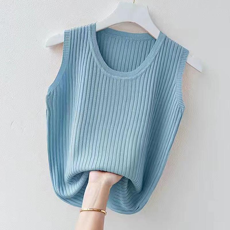 Женский летний топ без рукавов большого размера, белый короткий вязаный топ без рукавов