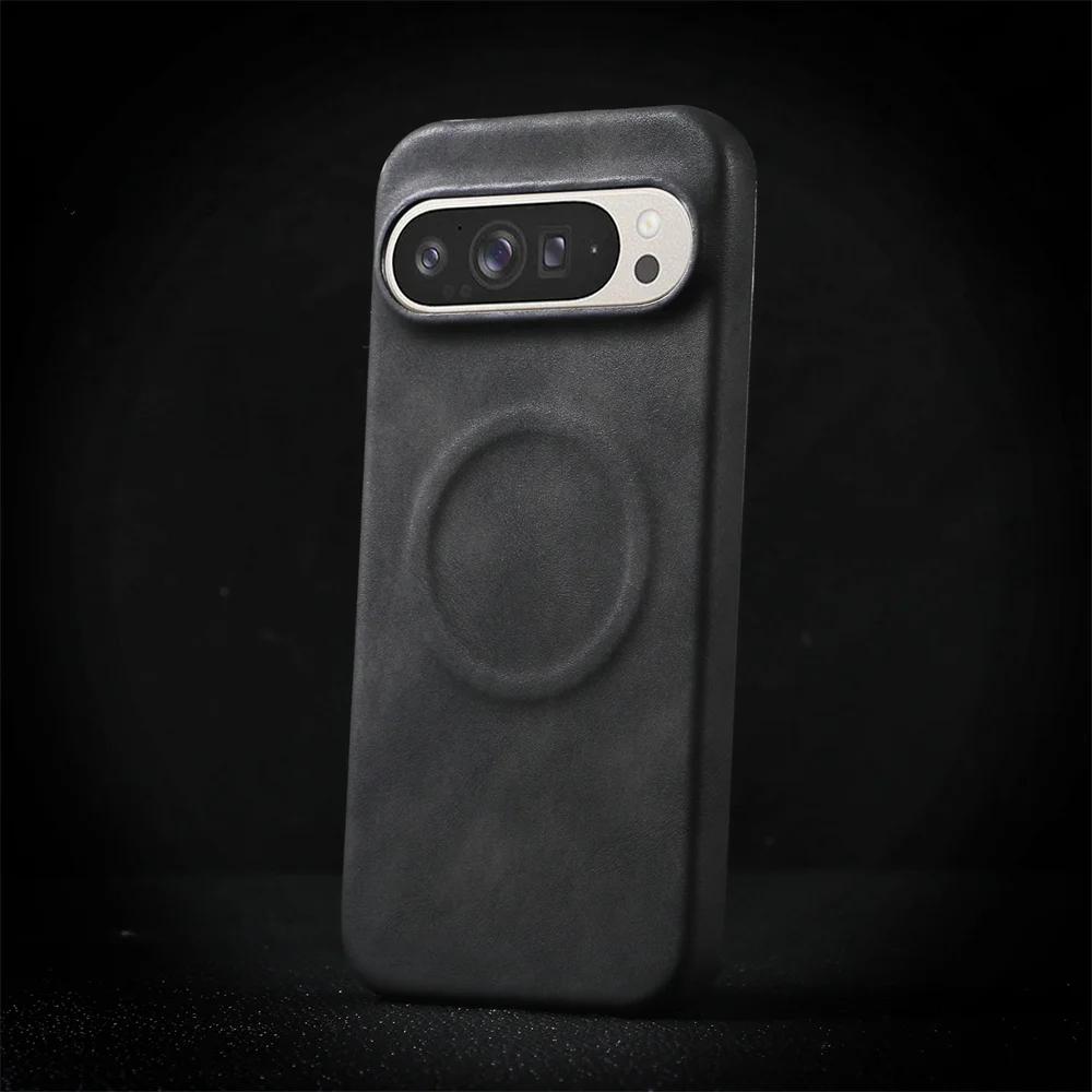 Роскошный Магнитный Чехол из Овечьей Кожи для Google Pixel 10 9 8 7 Pro XL 8A 7A Ударопрочный Бизнес Матовый Жесткий Сплошной Чехол