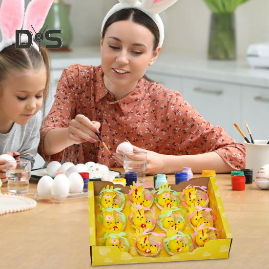 Пасхальные меховые цыплята, мини-плюшевые имитационные цыплята, кролики, украшения с гнездом, пушистые животные, игрушки, пасхальные яйца, наполнитель для детей, украшение для дома и сада своими руками