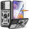 Case for Samsung Galaxy A23 5G - Silver - 2 Tempered Glasses - Camera Cover - Video Stand