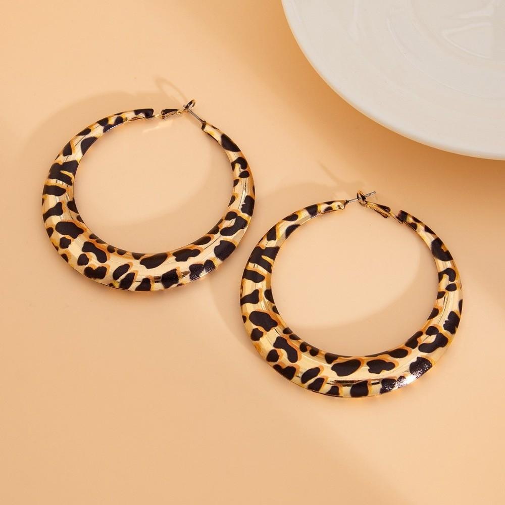 Leopard Print Piercing Earrings Vintage Charm Jewelry New Large Round Hoop Earring for Women
