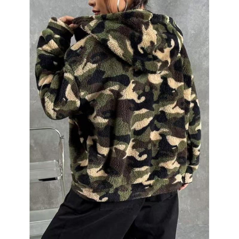 Двусторонний плюшевый кардиган с капюшоном на молнии, повседневная женская плюшевая куртка на осень и зиму 2025