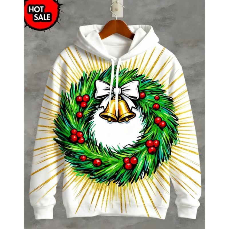 2026 Autumn/Winter Christmas Collection Men's Hooded Sweatshirt Fashion Gingerbread Man 3D Print Funny Santa Claus