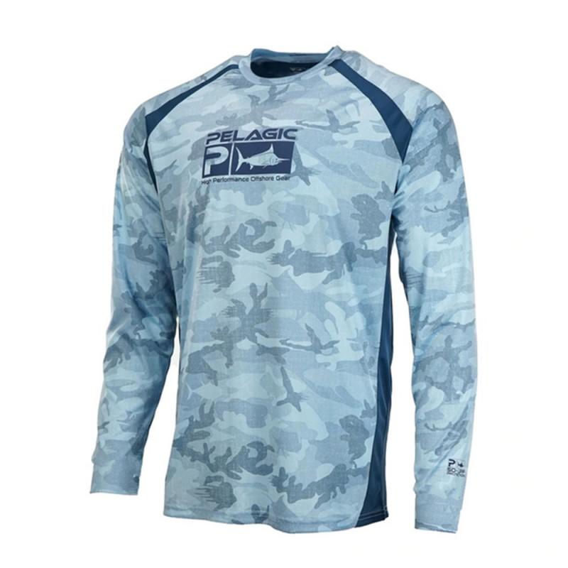 Mens Long Sleeve Fishing Shirt Quick-Dry Breathable UV Protection T-Shirt Casting Angling Outdoor Sports